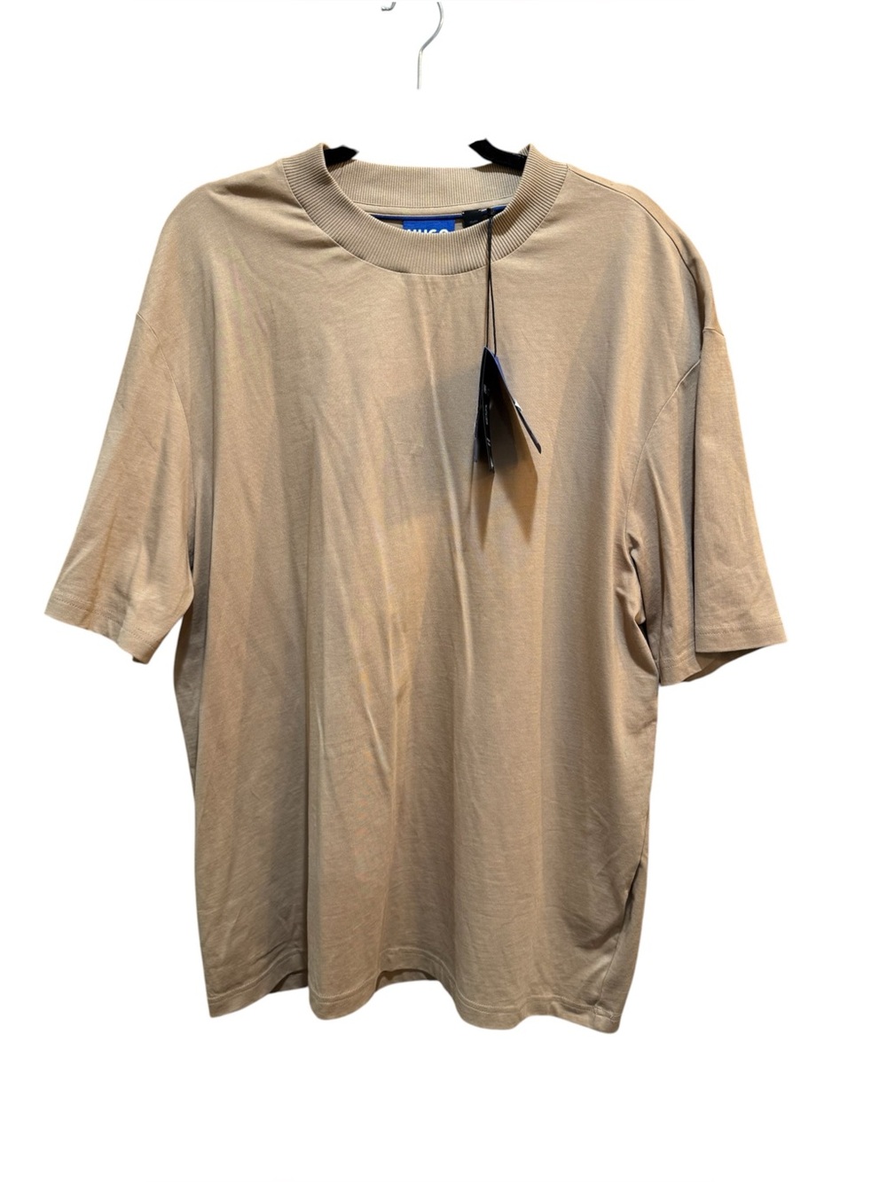 HUGO Jersey Med Beige Mens Size XXL Crew Neck T-Shirt 100% Cotton
